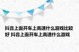 抖音上面开车上高速什么游戏比较好 抖音上面开车上高速什么游戏