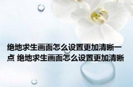 绝地求生画面怎么设置更加清晰一点 绝地求生画面怎么设置更加清晰