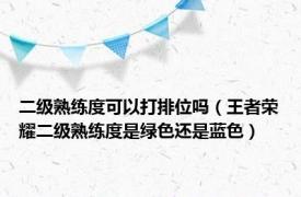 二级熟练度可以打排位吗（王者荣耀二级熟练度是绿色还是蓝色）