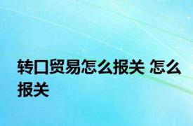 转口贸易怎么报关 怎么报关 