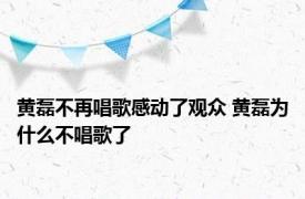 黄磊不再唱歌感动了观众 黄磊为什么不唱歌了 