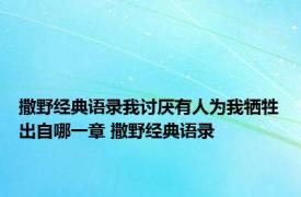 撒野经典语录我讨厌有人为我牺牲出自哪一章 撒野经典语录 