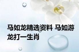 马如龙精选资料 马如游龙打一生肖 