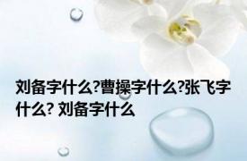 刘备字什么?曹操字什么?张飞字什么? 刘备字什么