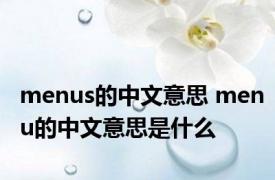 menus的中文意思 menu的中文意思是什么