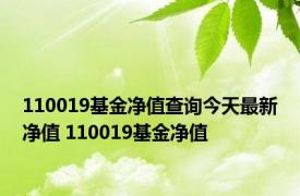 110019基金净值查询今天最新净值 110019基金净值 