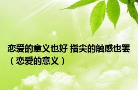 恋爱的意义也好 指尖的触感也罢（恋爱的意义）