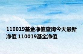 110019基金净值查询今天最新净值 110019基金净值 