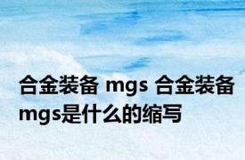 合金装备 mgs 合金装备mgs是什么的缩写