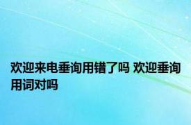 欢迎来电垂询用错了吗 欢迎垂询用词对吗 