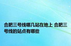 合肥三号线哪几站在地上 合肥三号线的站点有哪些