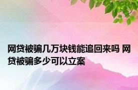 网贷被骗几万块钱能追回来吗 网贷被骗多少可以立案