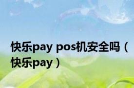 快乐pay pos机安全吗（快乐pay）