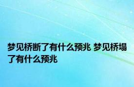 梦见桥断了有什么预兆 梦见桥塌了有什么预兆