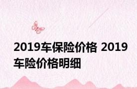 2019车保险价格 2019车险价格明细 