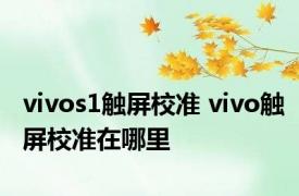 vivos1触屏校准 vivo触屏校准在哪里 