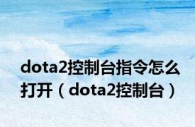 dota2控制台指令怎么打开（dota2控制台）