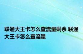 联通大王卡怎么查流量剩余 联通大王卡怎么查流量