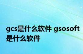 gcs是什么软件 gsosoft是什么软件 