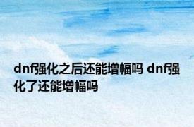 dnf强化之后还能增幅吗 dnf强化了还能增幅吗