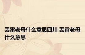 丢雷老母什么意思四川 丢雷老母什么意思 