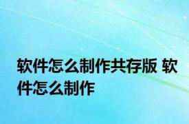 软件怎么制作共存版 软件怎么制作 