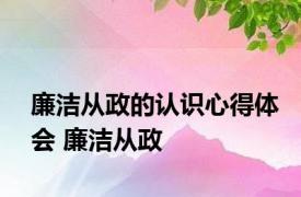 廉洁从政的认识心得体会 廉洁从政 