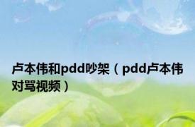 卢本伟和pdd吵架（pdd卢本伟对骂视频）