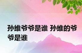 孙维爷爷是谁 孙维的爷爷是谁 