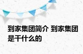 到家集团简介 到家集团是干什么的