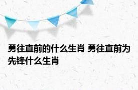 勇往直前的什么生肖 勇往直前为先锋什么生肖