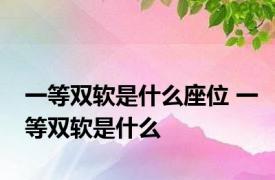 一等双软是什么座位 一等双软是什么