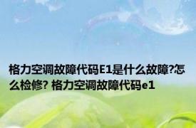 格力空调故障代码E1是什么故障?怎么检修? 格力空调故障代码e1 