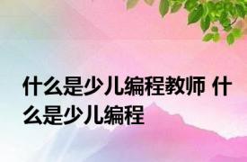 什么是少儿编程教师 什么是少儿编程