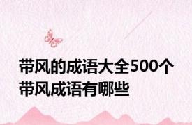 带风的成语大全500个 带风成语有哪些