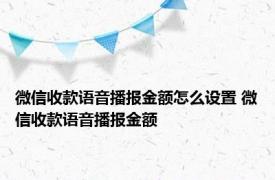 微信收款语音播报金额怎么设置 微信收款语音播报金额 