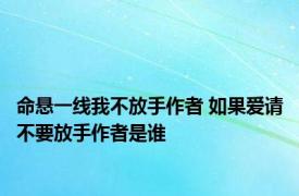 命悬一线我不放手作者 如果爱请不要放手作者是谁