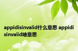 appidisinvalid什么意思 appidisinvalid啥意思 