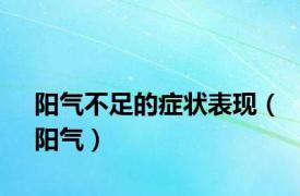 阳气不足的症状表现（阳气）