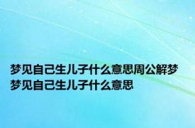 梦见自己生儿子什么意思周公解梦 梦见自己生儿子什么意思