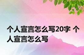 个人宣言怎么写20字 个人宣言怎么写 