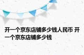 开一个京东店铺多少钱人民币 开一个京东店铺多少钱 