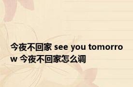 今夜不回家 see you tomorrow 今夜不回家怎么调