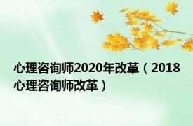 心理咨询师2020年改革（2018心理咨询师改革）