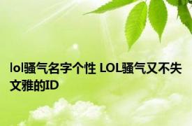 lol骚气名字个性 LOL骚气又不失文雅的ID 