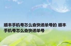 顺丰手机号怎么查快递单号的 顺丰手机号怎么查快递单号