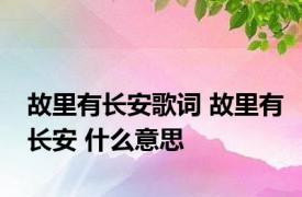 故里有长安歌词 故里有长安 什么意思