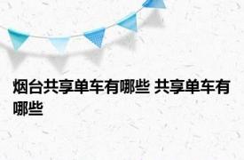 烟台共享单车有哪些 共享单车有哪些 