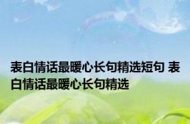 表白情话最暖心长句精选短句 表白情话最暖心长句精选