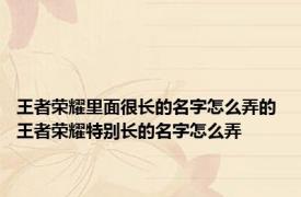 王者荣耀里面很长的名字怎么弄的 王者荣耀特别长的名字怎么弄